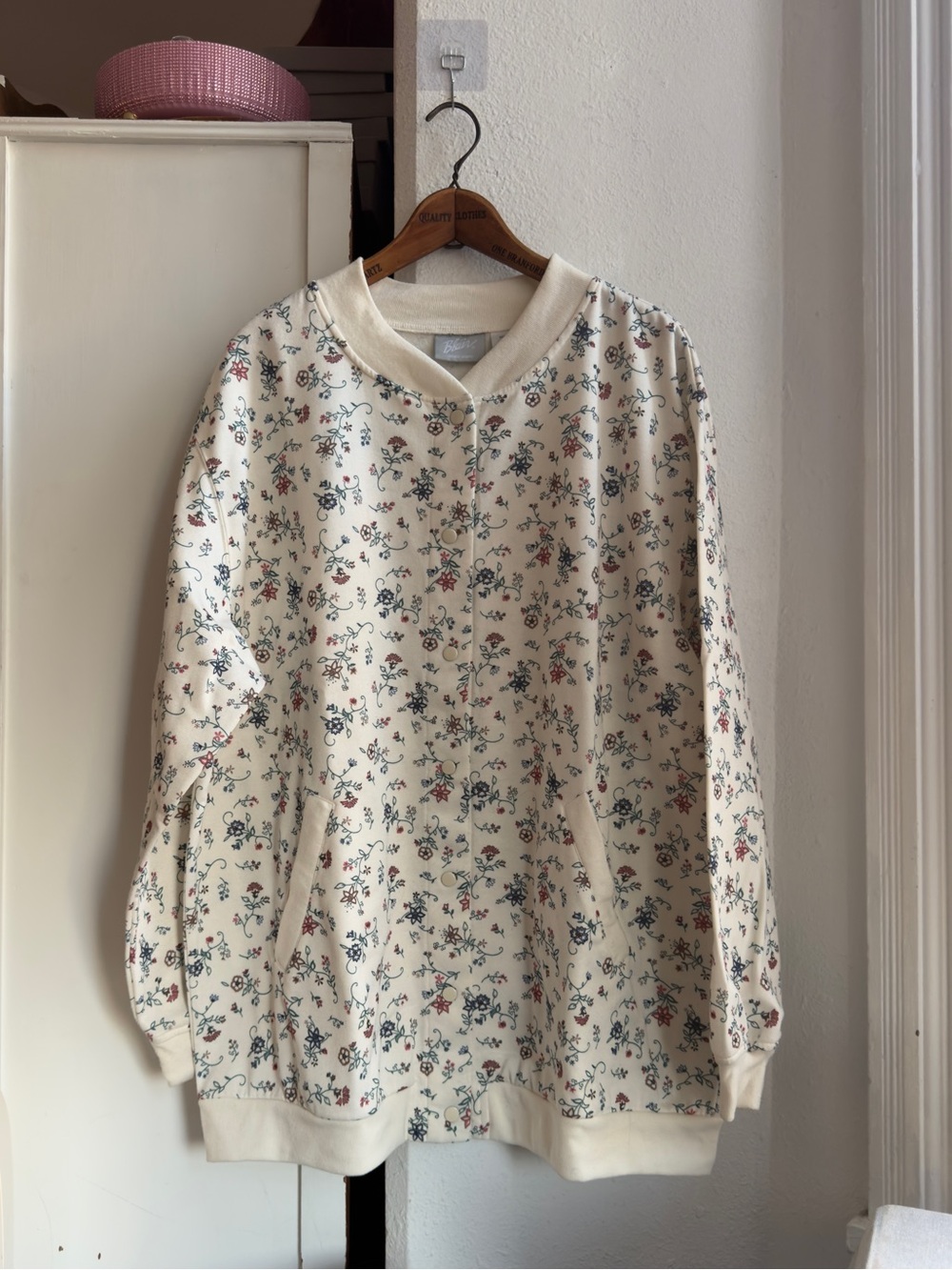 Vintage 90s Blair snap button baseball style sweatshirt jacket floral print